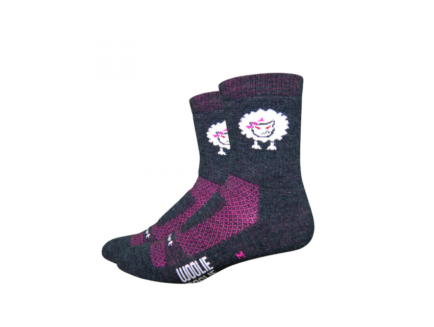 DeFeet Woolie Boolie 4in Baaad Sheep Charcoal/Neon Pink